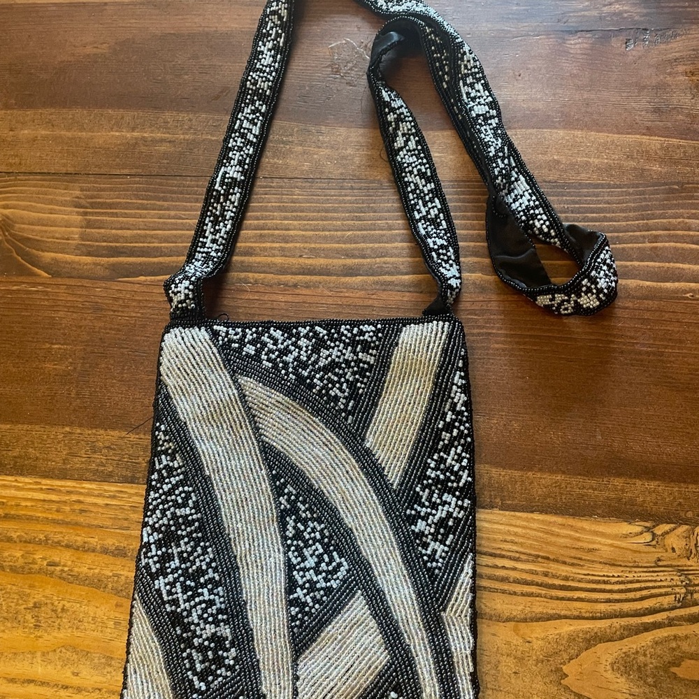 EUC Vintage Y & S Original Black and White & Pearl Pink Geometric Crossbody Bag